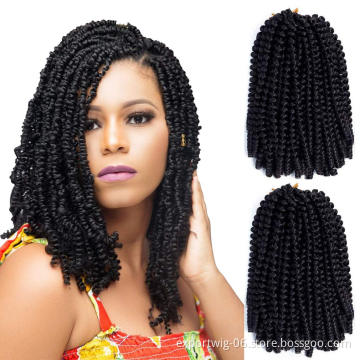 Spring Twist Crochet Hair Wavy Curly Afro Spring Twist Hair Extension Solid And Mixed Color 8 Inches Synthetic Fiber